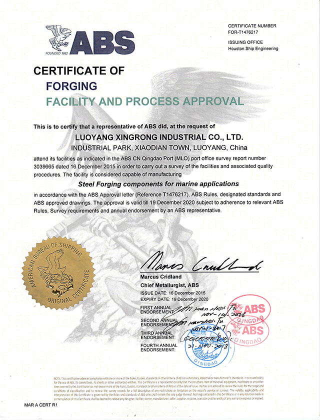 ABS Certificate For Forging