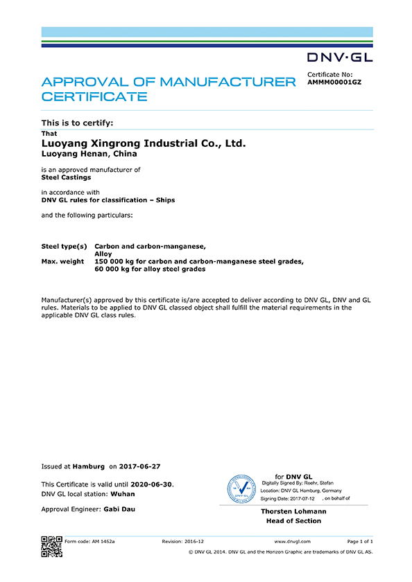 DNV.GL Certificate